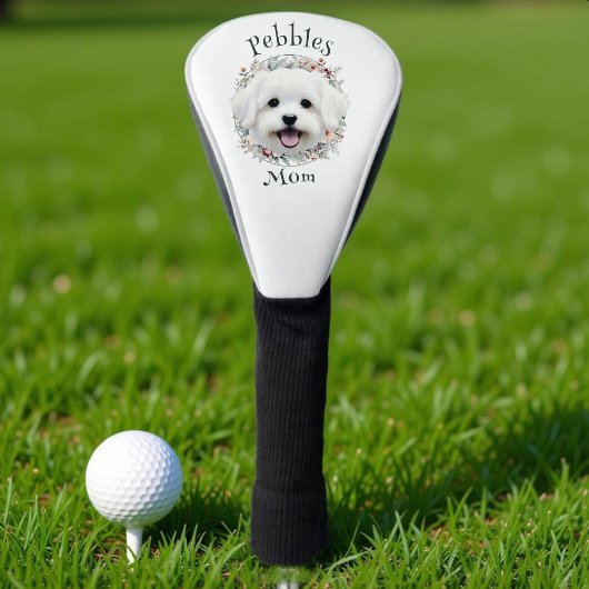 Maltesische Wasserfarbe und Blumenkranz Golf Headcover