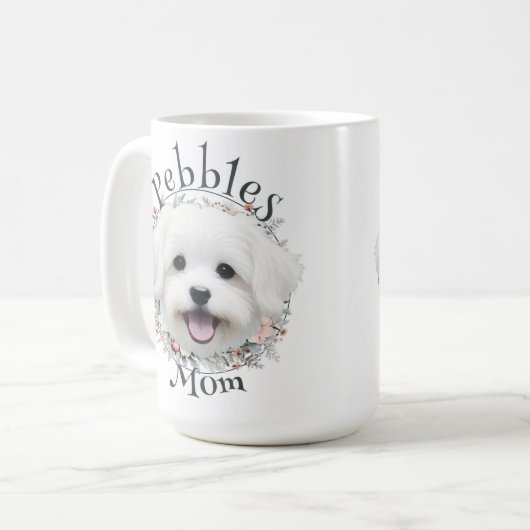 Maltesische Wasserfarbe und Blumenkranz Kaffeetasse (Vorderseite Links)