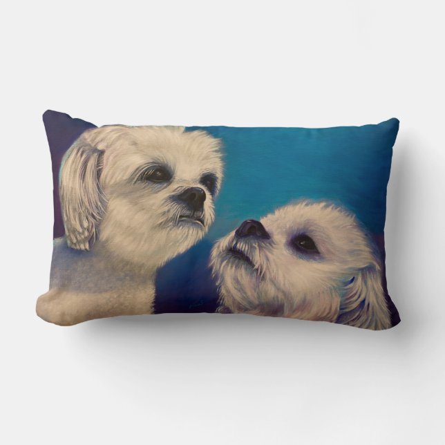 Maltesische weiße Welpen Lendenkissen (Vorderseite)