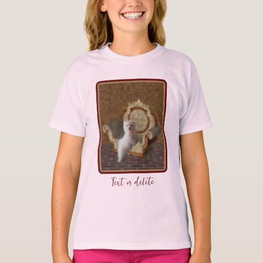 Maltesische Welpe auf Stuhl Hunde Kunst Personalis T-Shirt (Vorderseite)