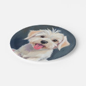 Maltesische Welpe White Dog Malerei Pappteller (Schrägansicht)