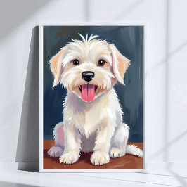 Maltesische Welpe White Dog Malerei Poster
