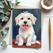 Maltesische Welpe White Dog Malerei Postkarte