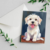 Maltesische Welpe White Dog Malerkarte
