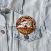 Maltesische Welpen in einem Weihnachtskorb Button (Beispiel)