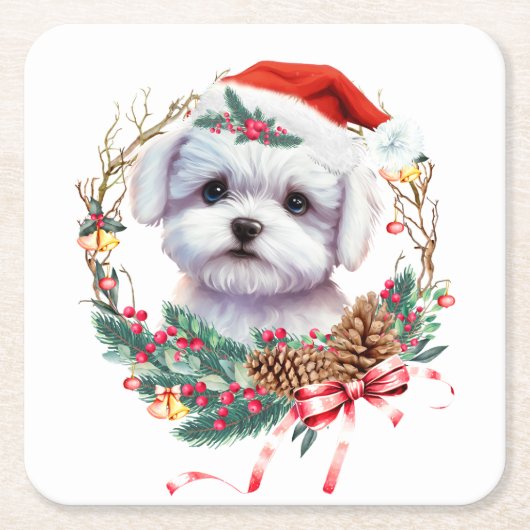 Maltesische Welpenweihe, maltesischer Hund Rechteckiger Pappuntersetzer (Vorderseite)