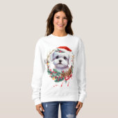 Maltesische Welpenweihe, maltesischer Hund Sweatshirt (Vorne ganz)