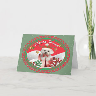 Maltesische Welppy Santa Paws Cards Feiertagskarte