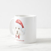 Maltesischer Aquarellhund mit Weihnachtsmannmütze  Kaffeetasse (Vorderseite Links)