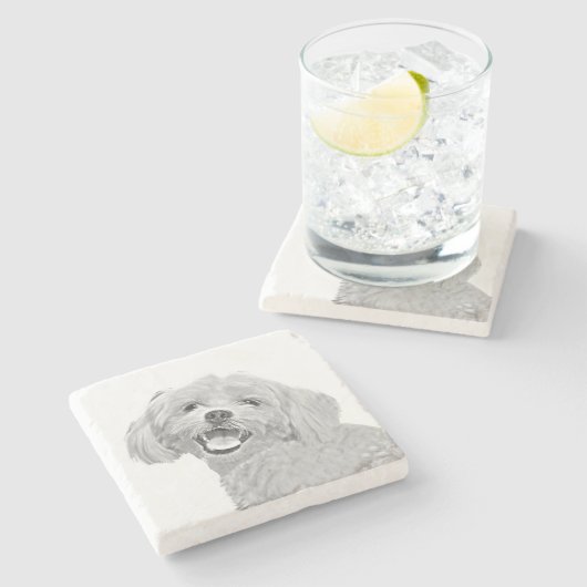 Maltesischer Bleistift Marbella Stone Untersetzer (Seitenansicht)