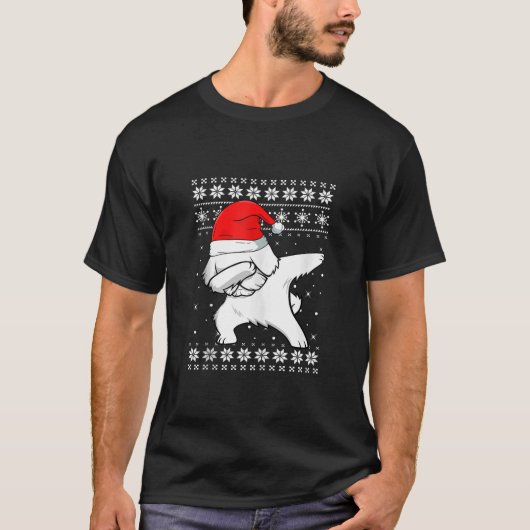 Maltesischer Dabbing Dance Hund Ugly Sweater Chris T-Shirt (Vorderseite)