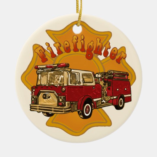 Maltesischer Feuerwehrmann Keramik Ornament (Vorne)