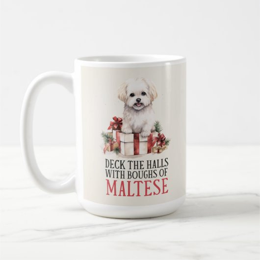 Maltesischer Funny Dog Puff Weihnachtskaffee Tasse (Links)