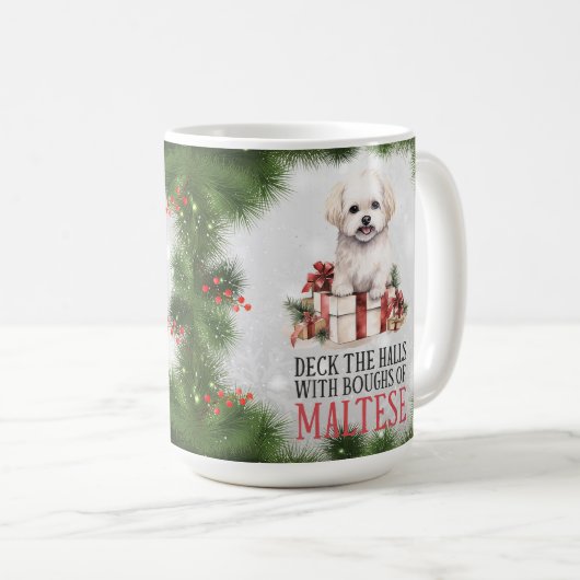 Maltesischer Funny Dog Puff Weihnachtskaffee Tasse (VorderseiteRechts)