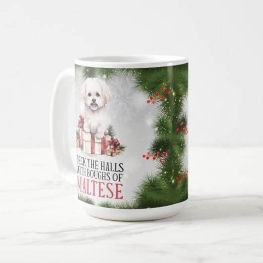 Maltesischer Funny Dog Puff Weihnachtskaffee Tasse (Vorderseite Links)