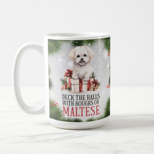 Maltesischer Funny Dog Puff Weihnachtskaffee Tasse (Links)