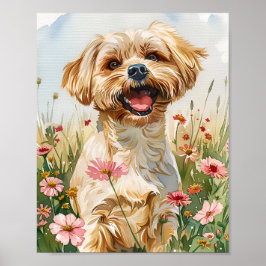 Maltesischer Hund Fluffy Wasserfarben Art Print Po Poster