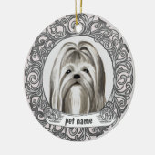 Maltesischer Hund liebende Gedächtnisschmuck Keramik Ornament (Links)