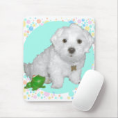 Maltesischer Hund mit Blasen Mousepad (Mit Mouse)