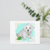 Maltesischer Hund mit Blasen Postkarte (Stehend Vorderseite)