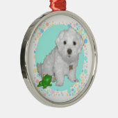 Maltesischer Hund mit Blasen Silbernes Ornament (Rechts)