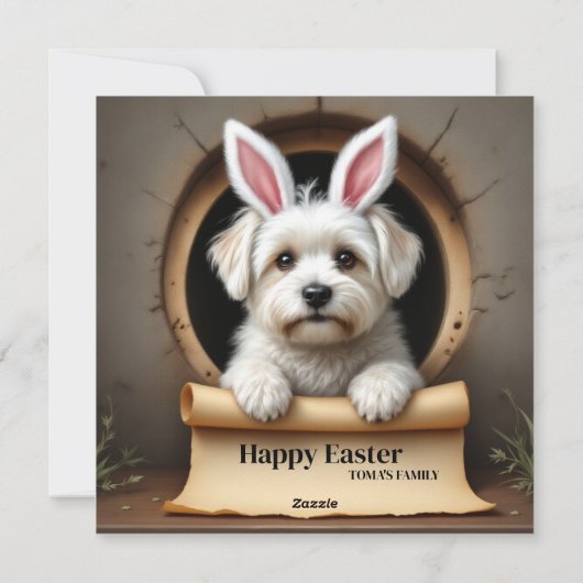 maltesischer Hund mit Familienname Feiertagskarte (Rückseite)