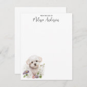 Maltesischer Hund Niedlich Welpe Wasserfarbe Perso Mitteilungskarte (Vorne/Hinten)