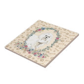 Maltesischer Hund Paw Print Niedlich Beige Fliese (Seite)