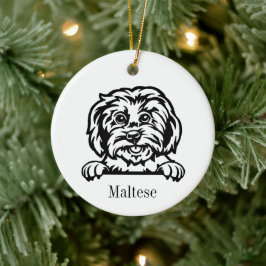 Maltesischer Hund personalisierte Tierverzierung,  Keramik Ornament