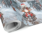 Maltesischer Hund reitend Motorrad Weihnachten Geschenkpapier (Rolleneckpunkt)