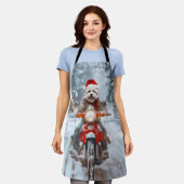 Maltesischer Hund reitend Motorrad Weihnachten Schürze (Getragen)