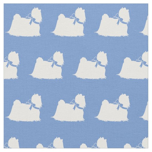 Maltesischer Hund Silhouette Pet Light Blue Stoff (Nahaufnahme)