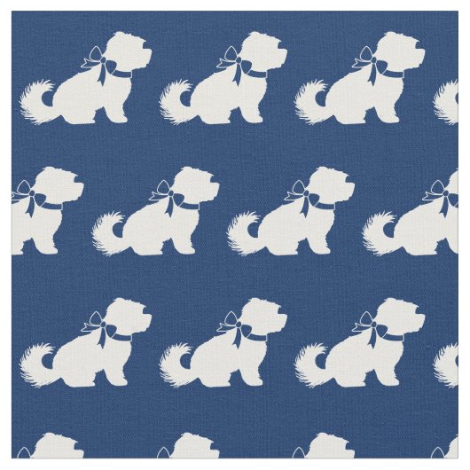 Maltesischer Hund Silhouette Pet Navy Blue Stoff (Nahaufnahme)