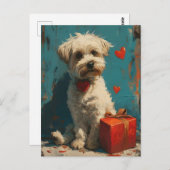 Maltesischer Hund Vintag Valentinstag Postkarte (Vorne/Hinten)