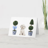 Maltesischer Hund Welpe Topiary Watercolor Karte (Vorderseite)