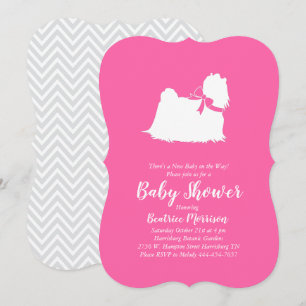 Maltesischer Hunde Baby Dusche Pink Girl Einladung