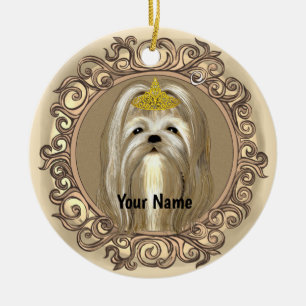 Maltesischer Hundeprinzess-individuelle Name Keramik Ornament