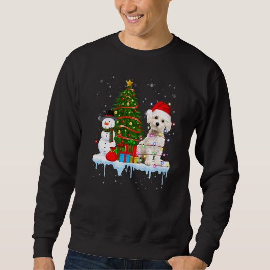 Maltesischer Hundesatz Weihnachtshut im Schnee Chr Sweatshirt (Vorderseite)