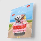 Maltesischer Hundeschlitten Quadratische Wanduhr (Winkel)