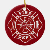 Maltesischer Kreuz-Ornament mit Feuerwehr Keramikornament (Vorne)