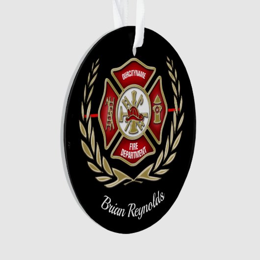 Maltesischer Personalisierter Feuerwehrmann Ornament (Vorderseite)