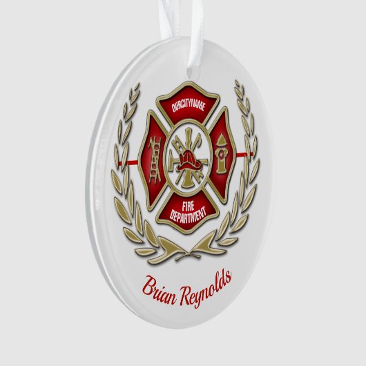 Maltesischer Personalisierter Feuerwehrmann Ornament (Vorderseite)