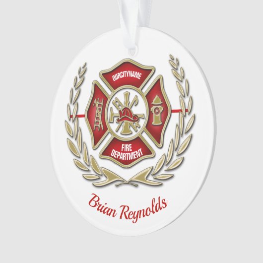 Maltesischer Personalisierter Feuerwehrmann Ornament (Vorderseite)