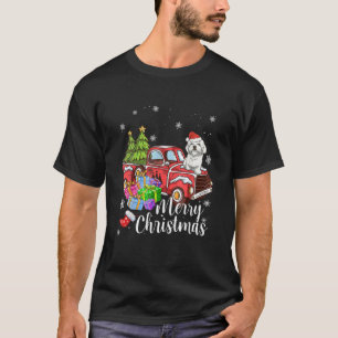 Maltesischer Reiten Red Truck Xmas Frohe Weihnacht T-Shirt