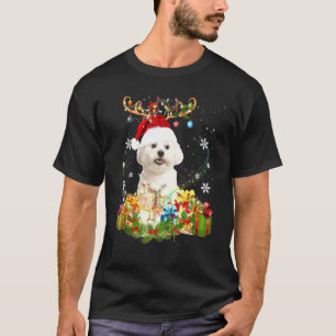 Maltesischer Rentier Weihnachtslicht Hund Xmas T-Shirt