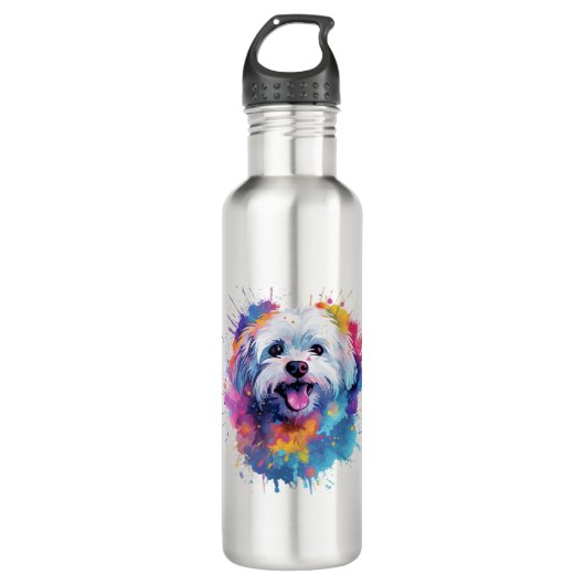 Maltesischer Splash Art Hund T - Shirt Classic T- Edelstahlflasche (Vorderseite)