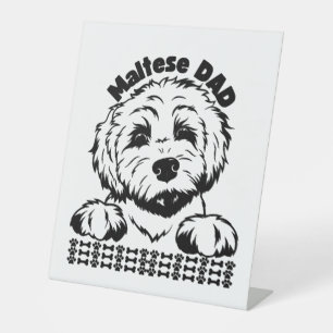 Maltesischer Vater Schwarz-Weiß-Design Malteser Hu Sockelschild