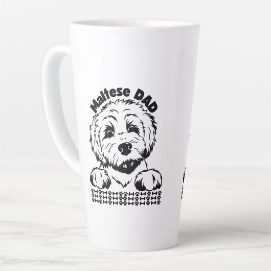 Maltesischer Vater Schwarz-Weiß-Design | Malteser Milchtasse (Linke Ecke)