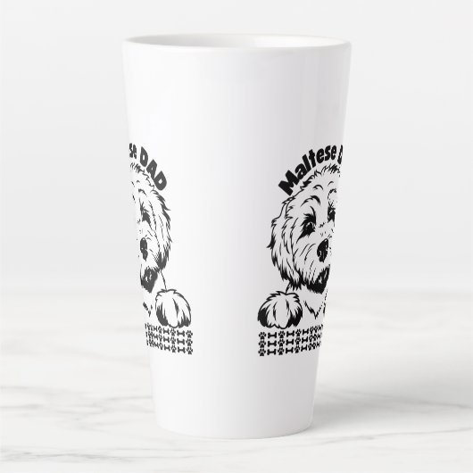 Maltesischer Vater Schwarz-Weiß-Design | Malteser Milchtasse (Vorderseite)