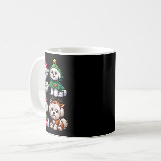 Maltesischer Weihnachtsbaum Santa Elf Kostüm Hund  Kaffeetasse (Vorderseite Links)